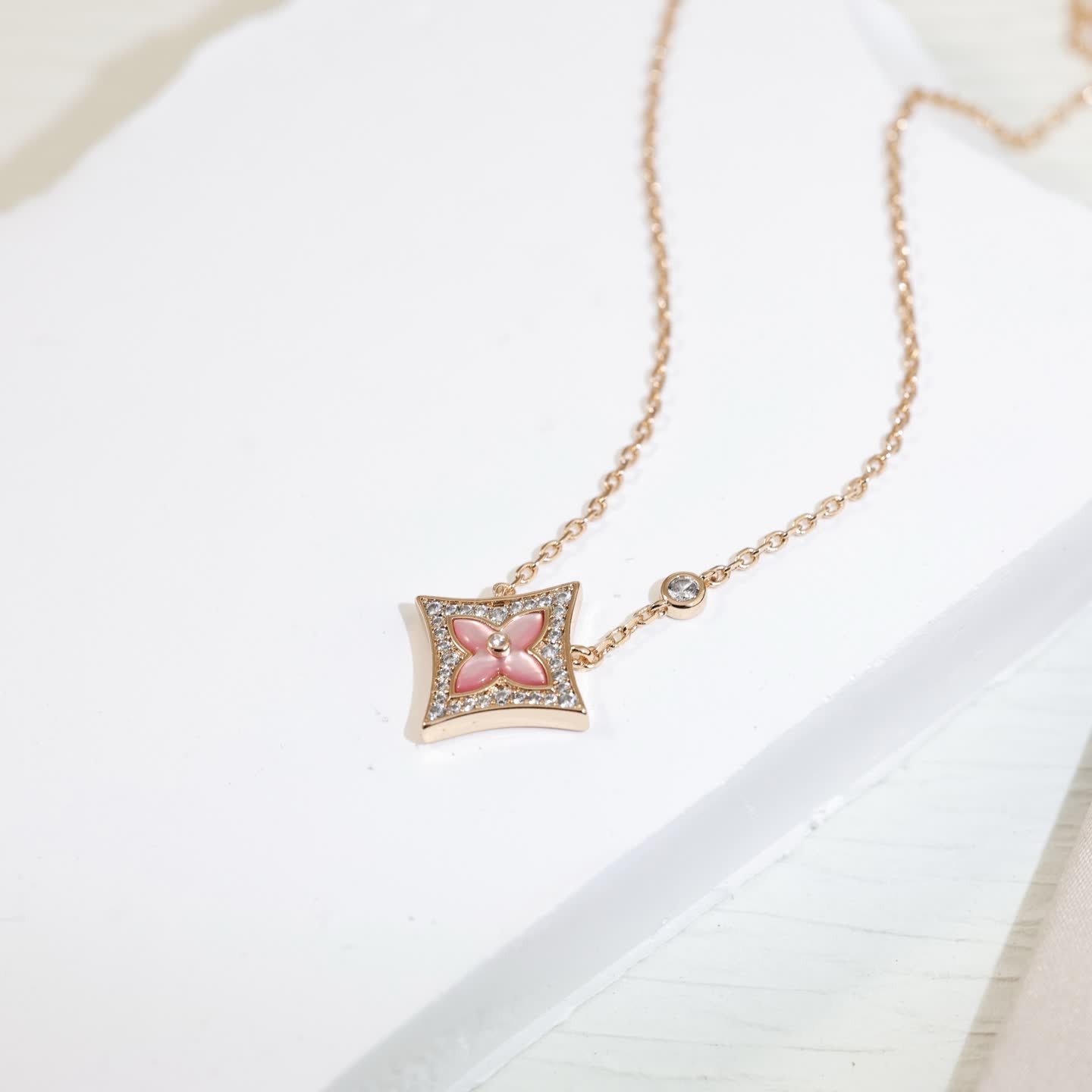 Louis Vuitton Pink Flower Diamond Necklace